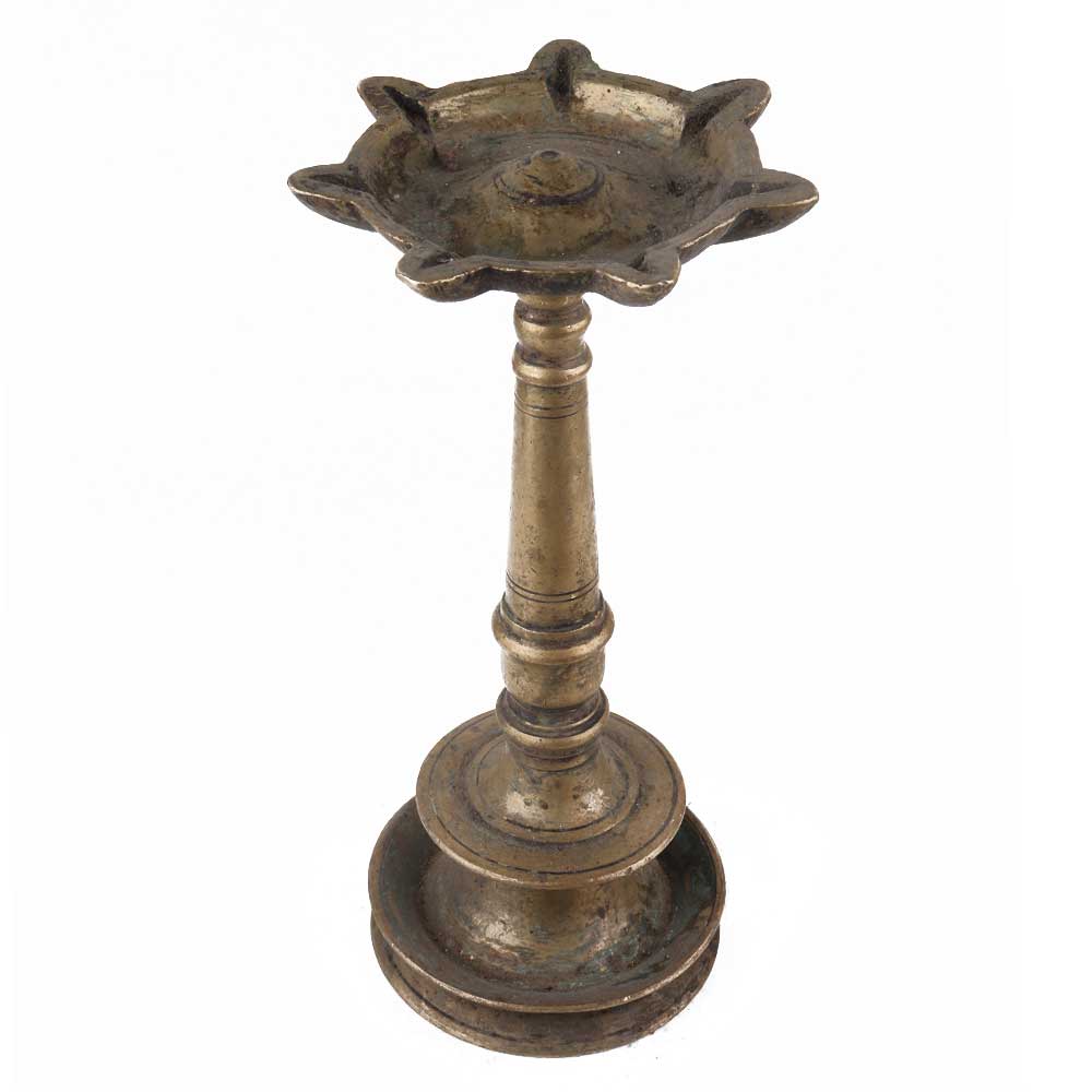 Handmade Blackened Brass Oil Lamp SamaiFrom South India