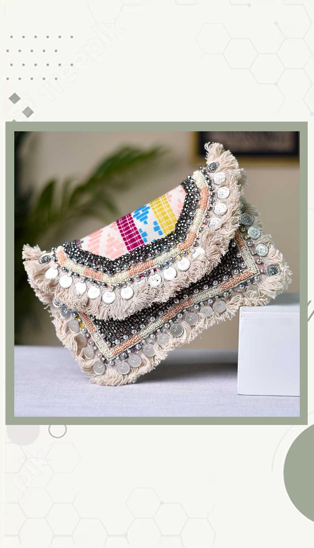 Designer Clutch,Modern Clutch with Tassel,Boho Women's Clutch Purse,gift  for her | eBay